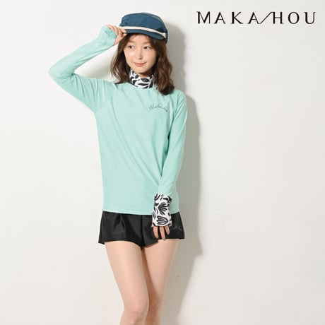25SS/NEW 首元・手の甲まで日焼け対策ができる‼タートルネックラッシュガード　【15W07-32S】　MAKA-HOU/ Turtle neck