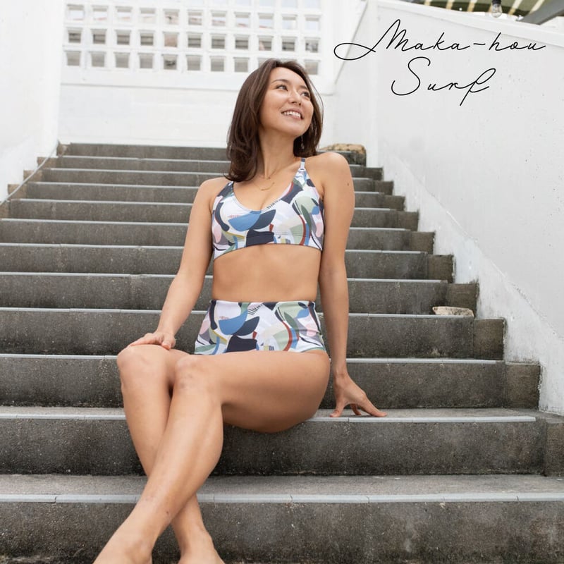 25SS/NEW ハイウエストビキニパンツ 【40W02-12S】/MAKA-HOU Surf