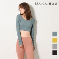 ヨガウェア　トップス/　長袖サムホール付き/パット付き　MAKA-HOU　【SA-T005】