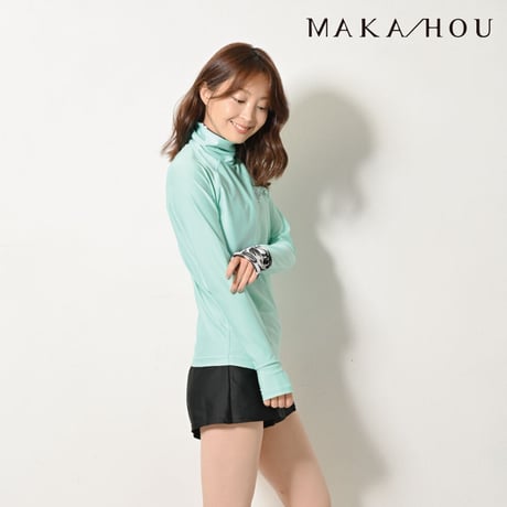 25SS/NEW 首元・手の甲まで日焼け対策ができる‼タートルネックラッシュガード　【15W07-32S】　MAKA-HOU/ Turtle neck