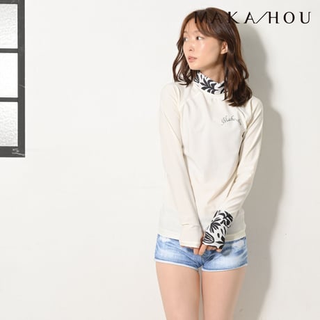 25SS/NEW 首元・手の甲まで日焼け対策ができる‼タートルネックラッシュガード　【15W07-32S】　MAKA-HOU/ Turtle neck