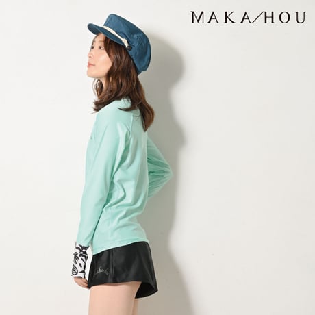 25SS/NEW 首元・手の甲まで日焼け対策ができる‼タートルネックラッシュガード　【15W07-32S】　MAKA-HOU/ Turtle neck