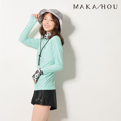 25SS/NEW 首元・手の甲まで日焼け対策ができる‼タートルネックラッシュガード　【15W07-32S】　MAKA-HOU/ Turtle neck