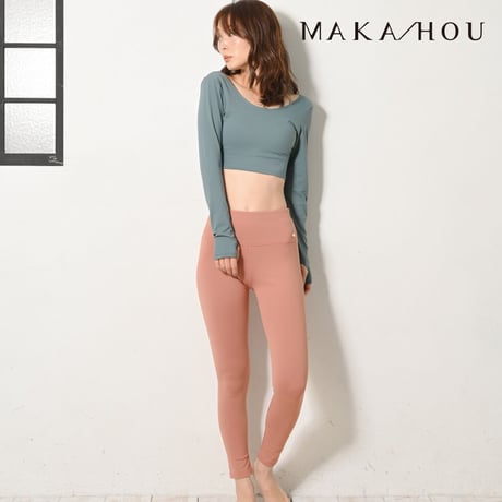 ヨガウェア　トップス/　長袖サムホール付き/パット付き　MAKA-HOU　【SA-T005】