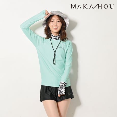 25SS/NEW 首元・手の甲まで日焼け対策ができる‼タートルネックラッシュガード　【15W07-32S】　MAKA-HOU/ Turtle neck