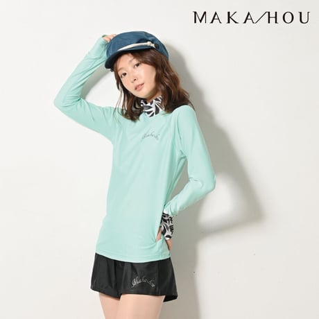 25SS/NEW 首元・手の甲まで日焼け対策ができる‼タートルネックラッシュガード　【15W07-32S】　MAKA-HOU/ Turtle neck