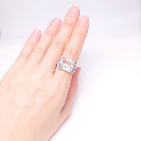 大粒　7ct 天然石ホワイトトパーズ　リング　13号