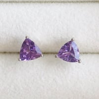 天然石アメジスト　トライアングル　ピアス