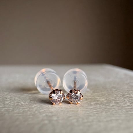 K18PG 天然ピンクダイヤモンド 0.12ct ピアス 18金ピンクゴールド