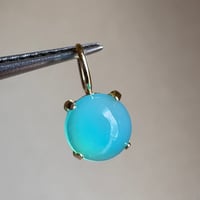 K18 天然シーブルーカルセドニー ラウンドカボション ペンダントトップ 18金YG