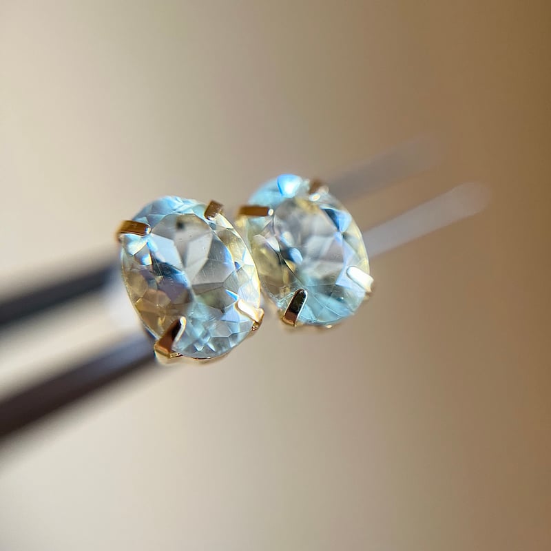 スペシャルプライス☆】 K18YG 天然石アクアマリン ピアス 希少
