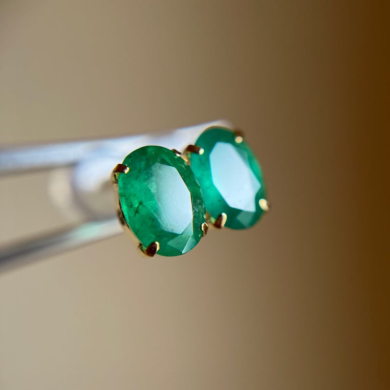 K18 天然石エメラルド ピアス 18金イエローゴールド emerald K18 天然石エメラルド ピアス 18金イエローゴールド emerald