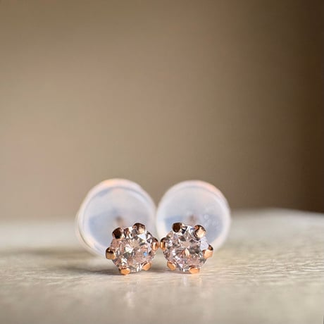 K18PG 希少☆天然ピンクダイヤモンド　0.14ct ピアス　18金ピンクゴールド