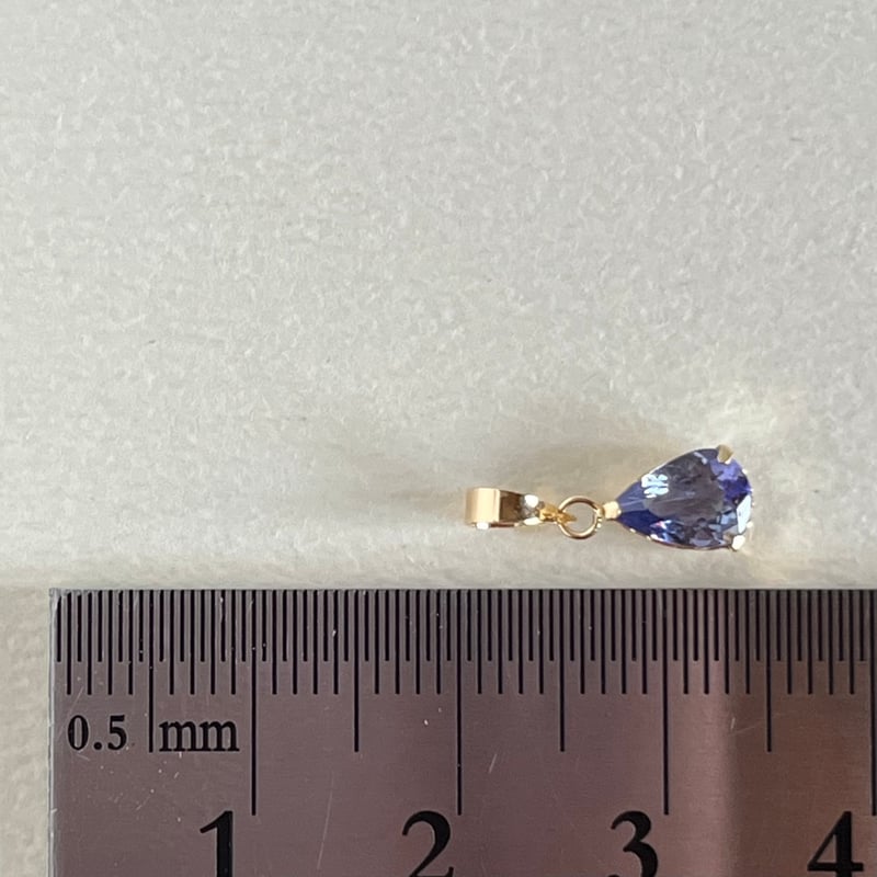 K18 天然石タンザナイト pear ペンダントトップ 18金イエローゴールド5