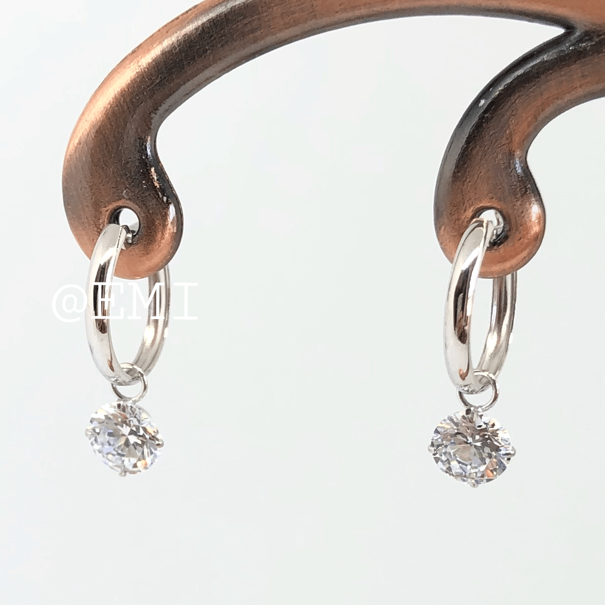 K14WG 2WAY CZダイヤモンド フープピアス ホワイトゴールド | La Melodia