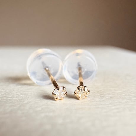 K18 18金イエローゴールド　天然ダイヤモンド0.04ct ピアス