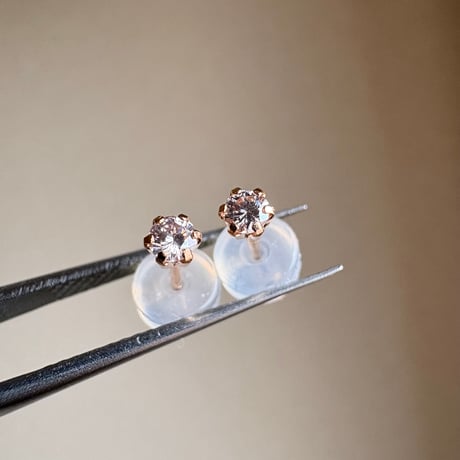 K18PG 天然ピンクダイヤモンド 0.12ct ピアス 18金ピンクゴールド