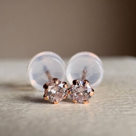 K18PG 希少☆天然ピンクダイヤモンド　0.14ct ピアス　18金ピンクゴールド