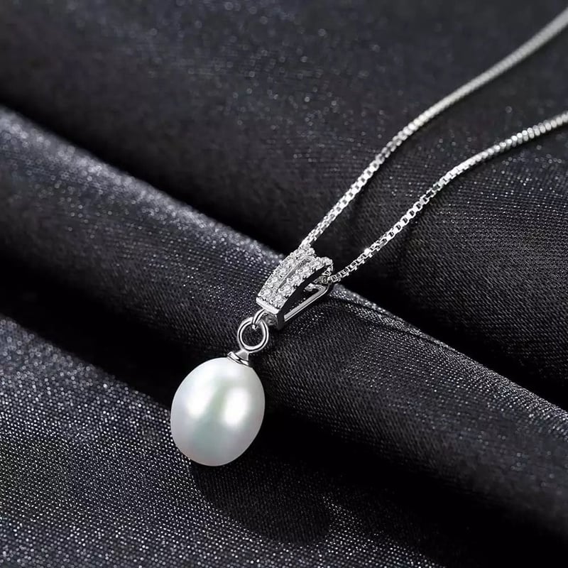 S925スターリングシルバー 天然淡水パール CZダイヤモンド ネックレス 