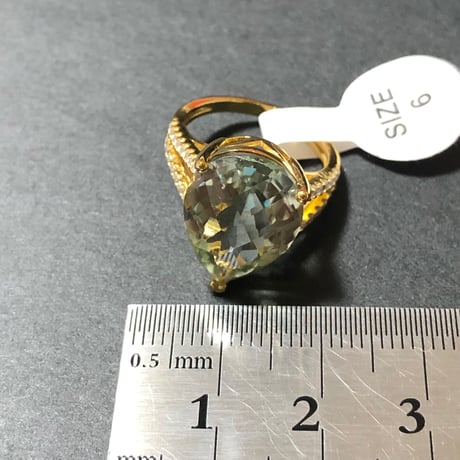 S925 希少　大粒　天然石グリーンアメジスト7ct リング　11号