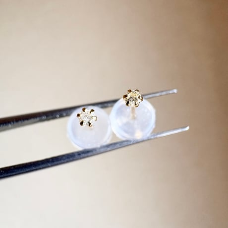 K18 18金イエローゴールド　天然ダイヤモンド0.04ct ピアス