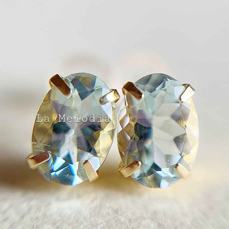 スペシャルプライス☆】 K18YG 天然石アクアマリン ピアス 希少