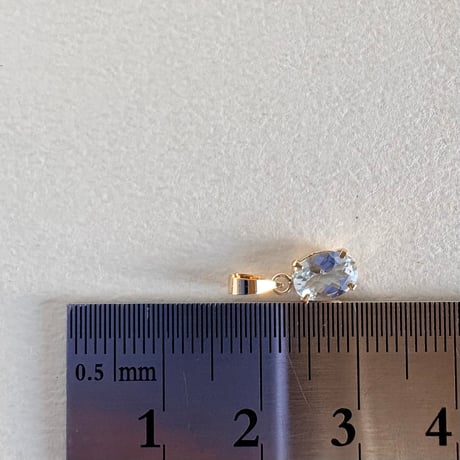 K18 天然石アクアマリン　5×7 ペンダントトップ　チェッカーカット　18金