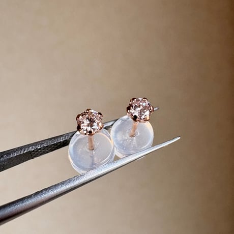 K18PG 希少☆天然ピンクダイヤモンド　0.14ct ピアス　18金ピンクゴールド