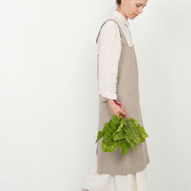fog linen work LINEN SQUARE CROSS APRON | monam