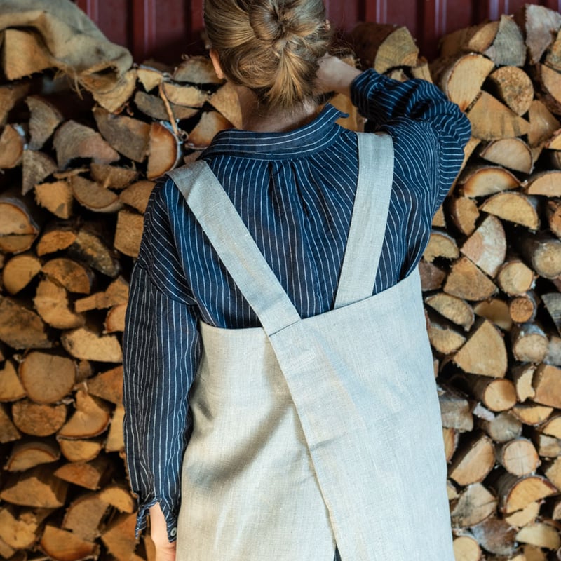 fog linen work LINEN SQUARE CROSS APRON | monam