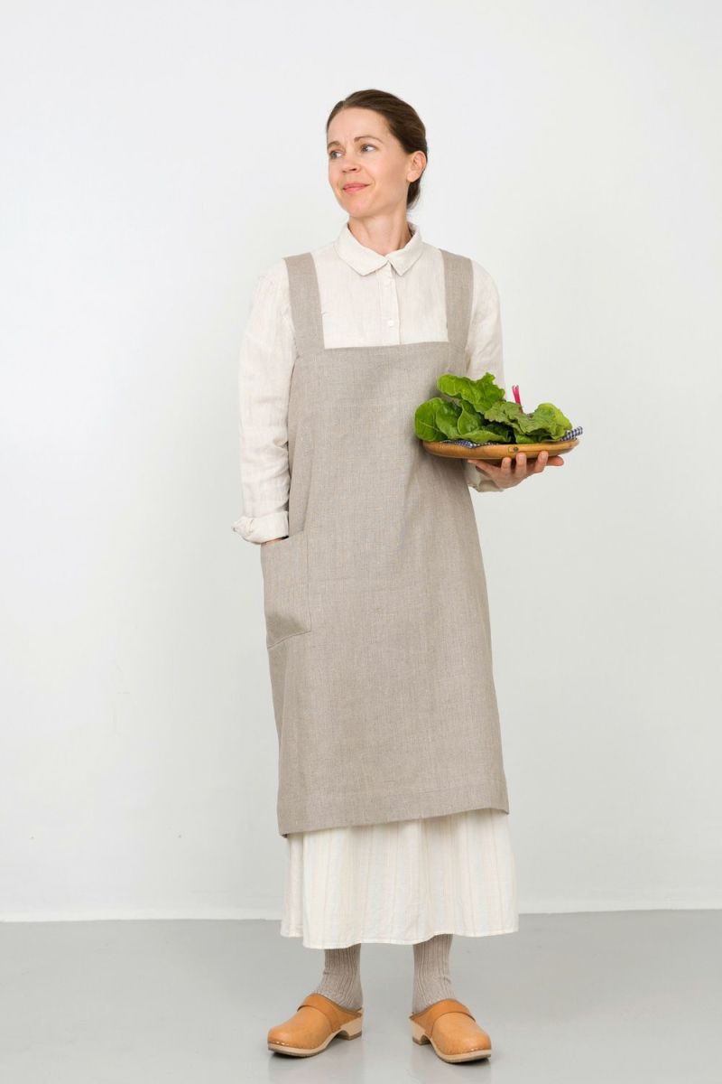 fog linen work LINEN SQUARE CROSS APRON | monam