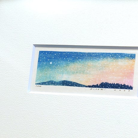 平岡瞳　木版画「夕方 4」