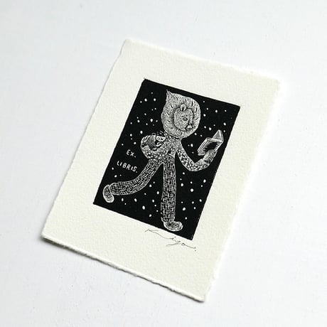 さかたきよこ 銅版画・蔵書票（ライオン）