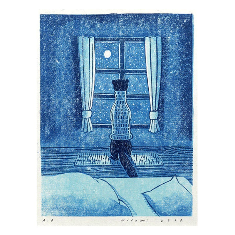 平岡瞳さん版画「まっくろいたちのレストラン」新品 まっくろいたちのレストラン／島本理生 平岡瞳 瀧井朝世｜絵本の