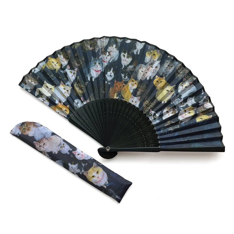 ヒグチユウコ GUSTAVE 風神雷神 猫の扇子 専用箱付き 未使用