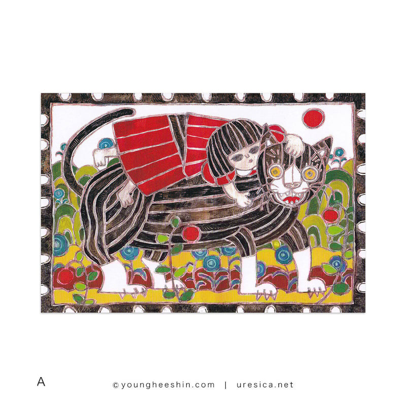 ポストカードプリント　日本画　美人画　墨絵　水墨画 ポストカードプリント墨絵 水墨画 美人画
