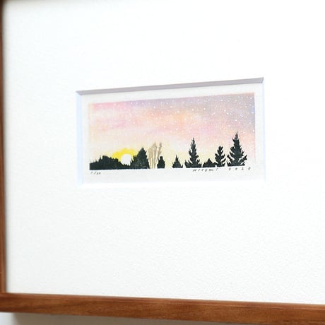 平岡瞳　木版画「夕方 2」
