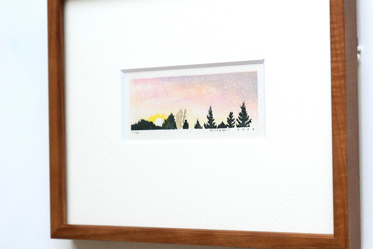 平岡瞳 木版画「夕方 2」 | URESICA
