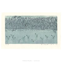 平岡瞳　木版画「鹿の群れ」＊シート