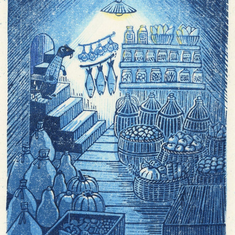 平岡瞳 版画「まっくろいたちのレストラン」 04 | URESICA 平岡瞳 版画「まっくろいたちのレストラン」 04 | URESICA