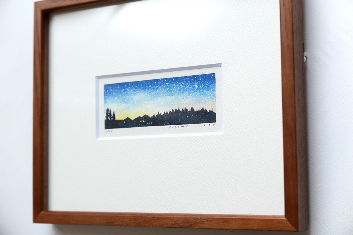 平岡瞳 木版画「夕方 1」 | URESICA
