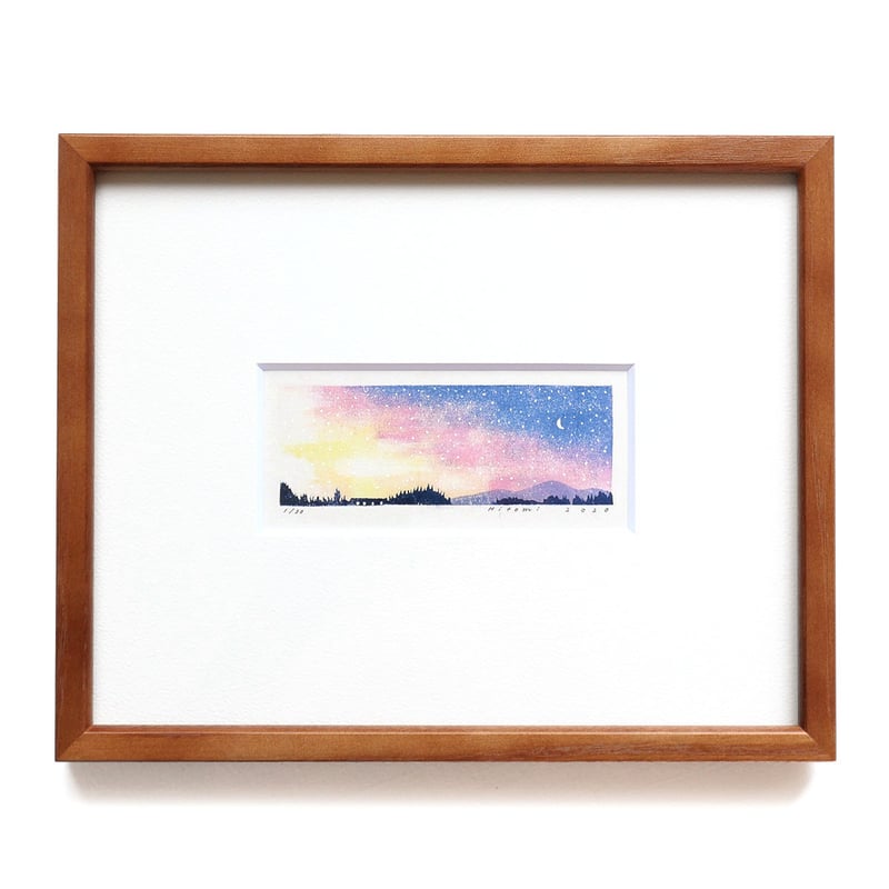 平岡瞳 木版画「夕方 3」 | URESICA