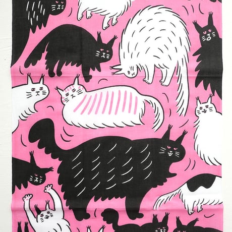山中正大　ねこ手ぬぐい 2020（ピンク）