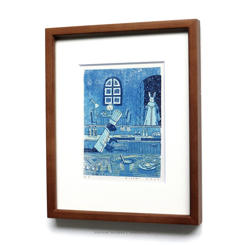 平岡瞳 版画「まっくろいたちのレストラン」12 | URESICA