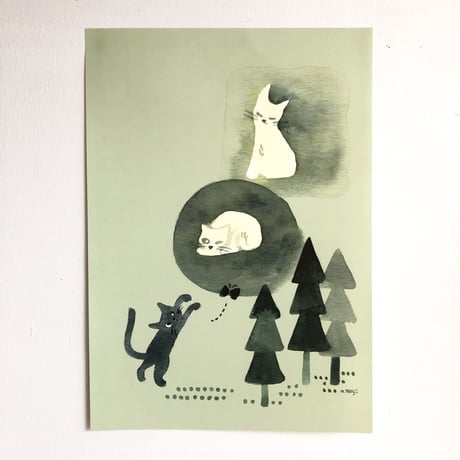 たんじあきこ「ある3びきのきょうだい猫の話」A3ポスター