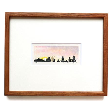 平岡瞳　木版画「夕方 2」