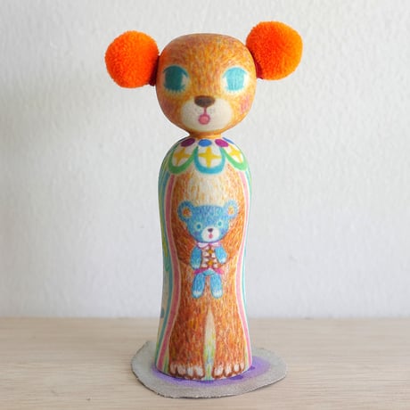 くまあやこ「くまとテディ」こけし