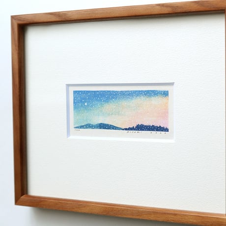 平岡瞳　木版画「夕方 4」