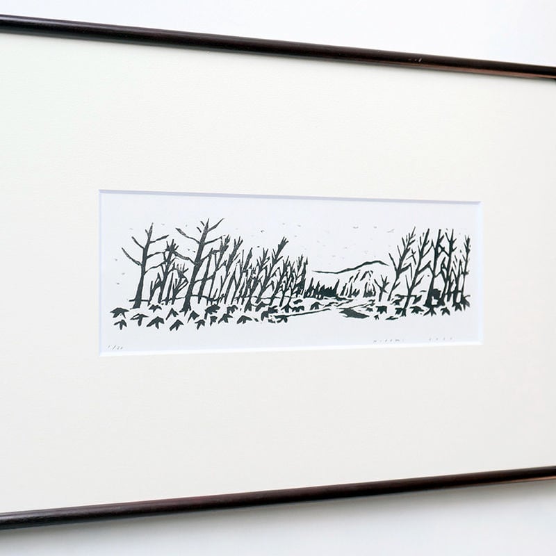 平岡瞳 木版画「山が見える風景」 | URESICA