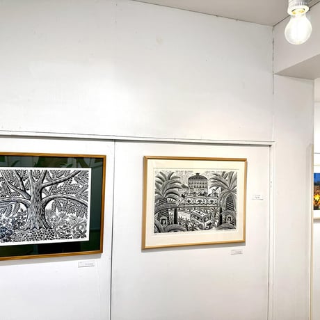 保立葉菜　木版画「ソテツホテル」